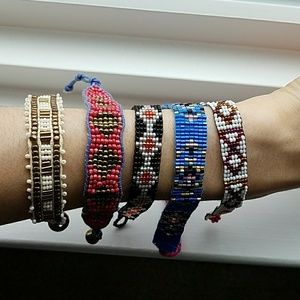 Woven beaded bracelets - set of 5